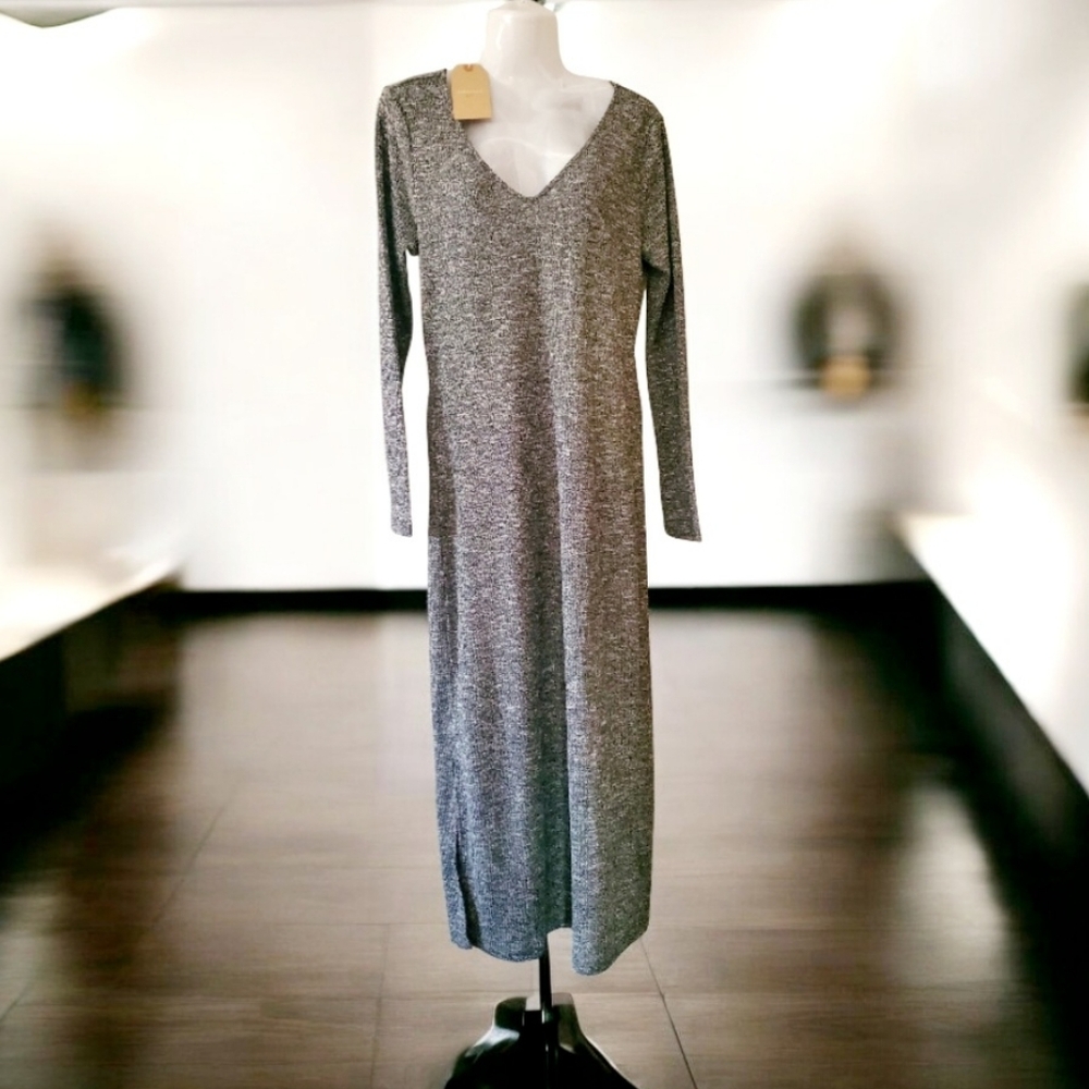 Chic Long Sleeve Gray Dress
